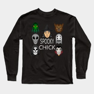 Spooky Chick on Dark Back Long Sleeve T-Shirt